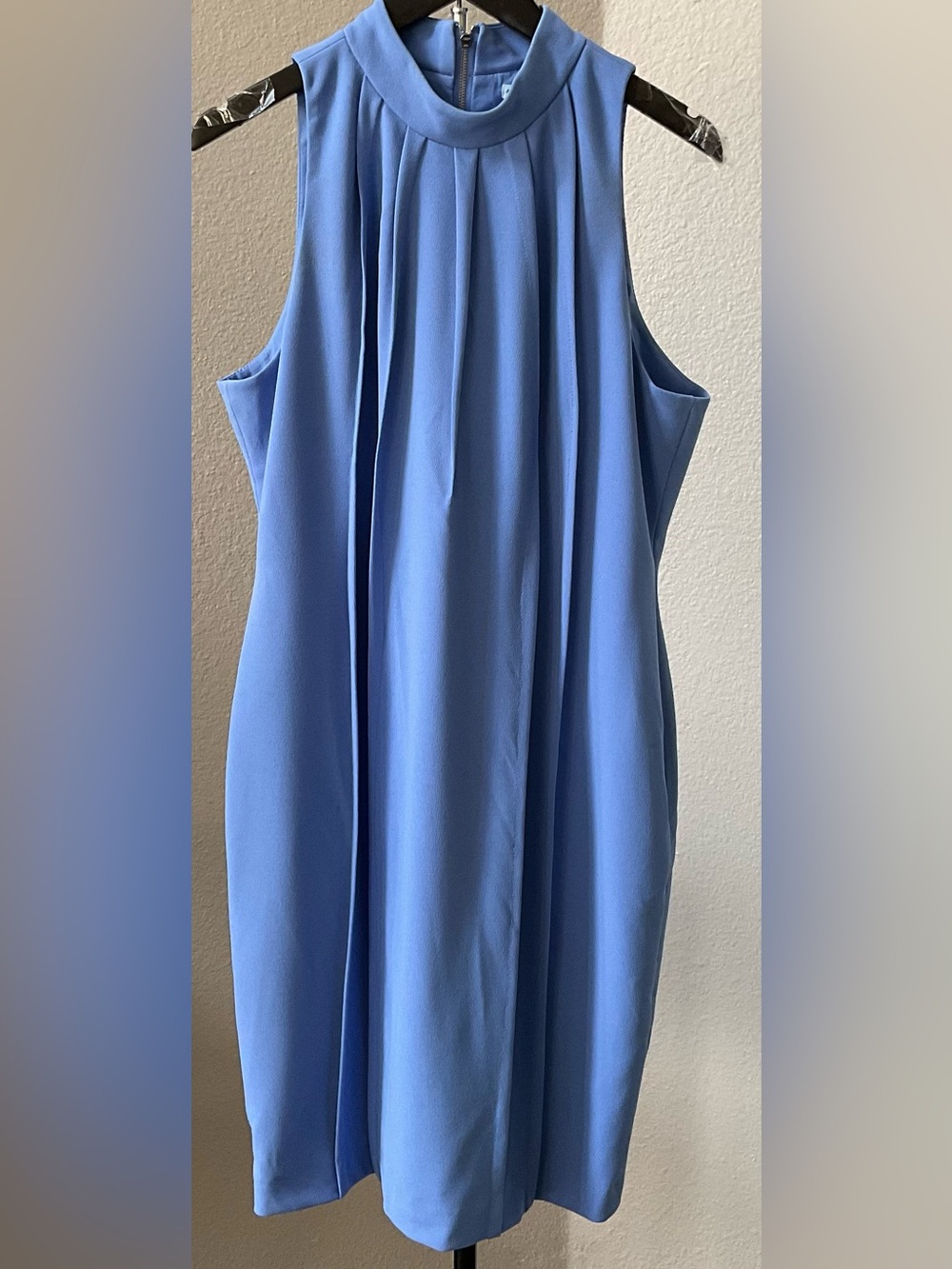 ANTONIO MELANI Sleeveless Pleated Midi Dress in Periwinkle Blue
